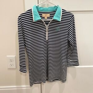 Sport Haley Polo with Navy and White Stripes